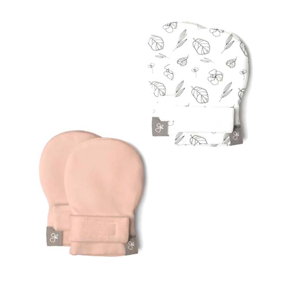 NWOT Goumi 2-Pack Organic Cotton Mitt Set in Pink Floral